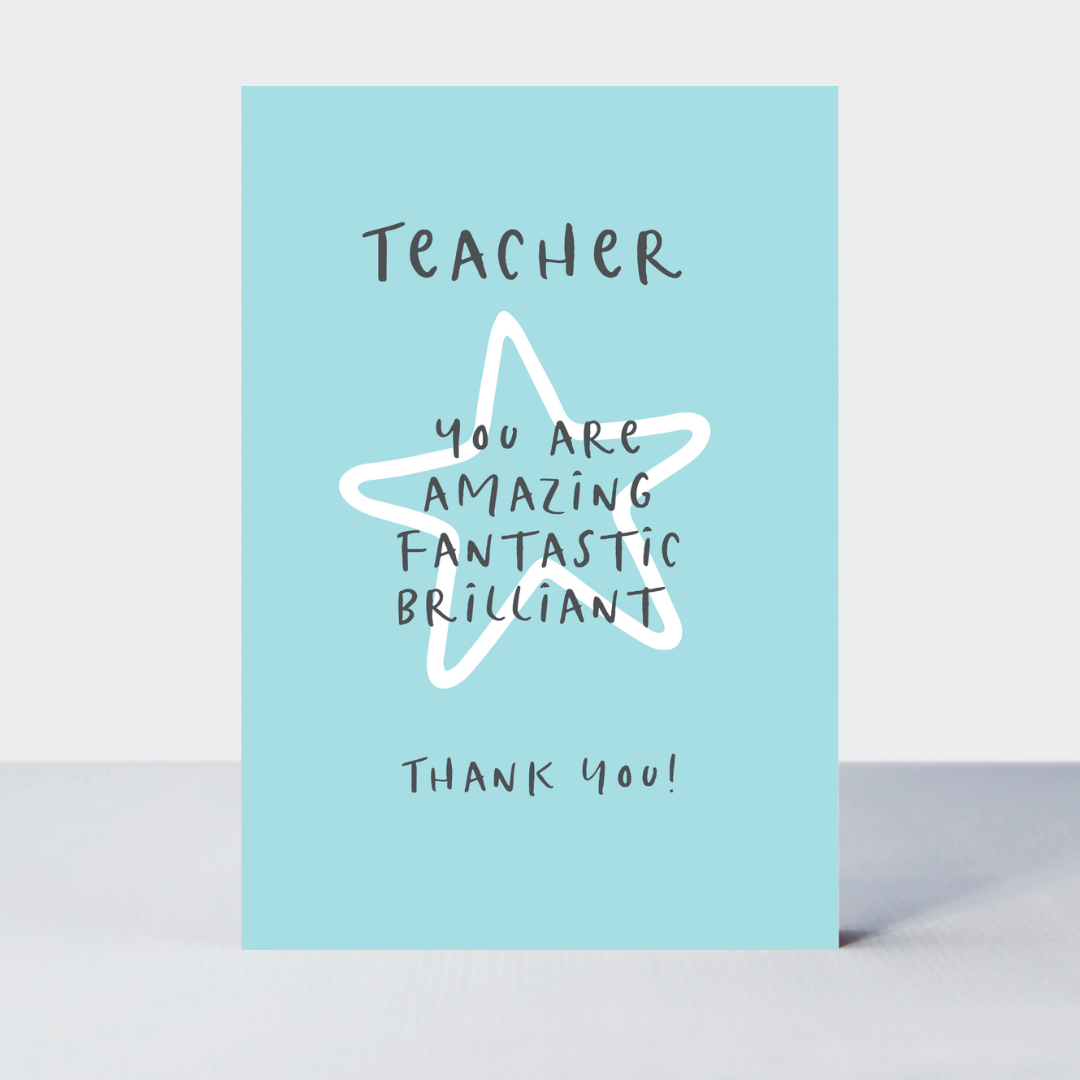 Wonderful You Teacher Thank You Blue Card