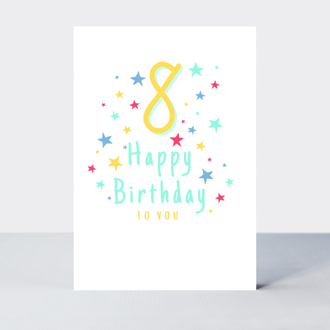 Super Stars Age 8 Birthday Card