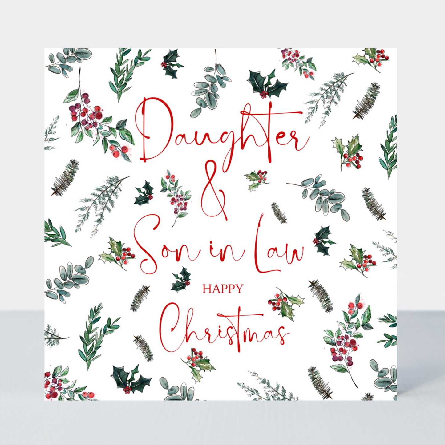 Evergreen Daughter & Son In Law Happy Christmas Card