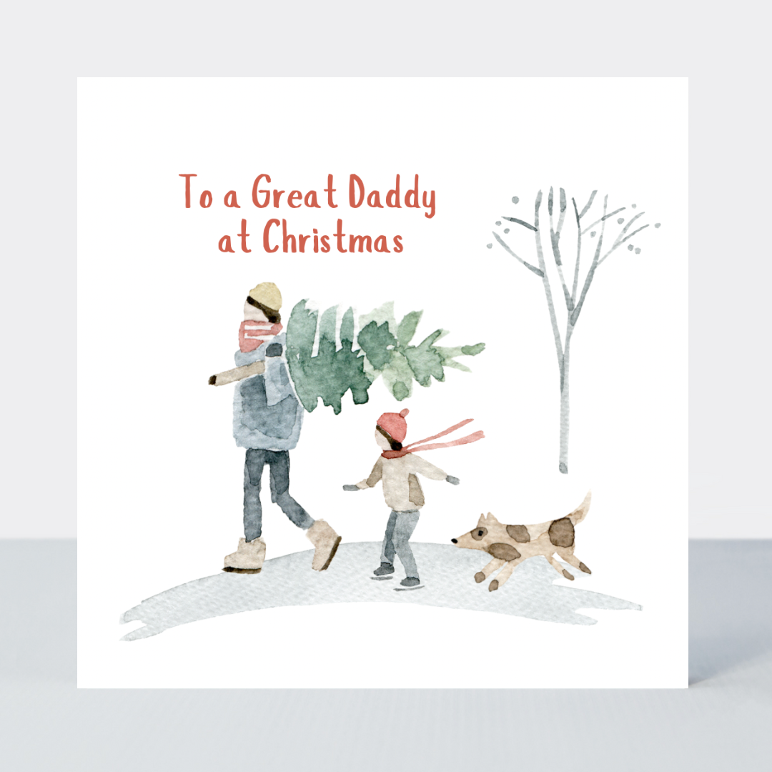 Winterland Daddy Boy & Dog Christmas Card